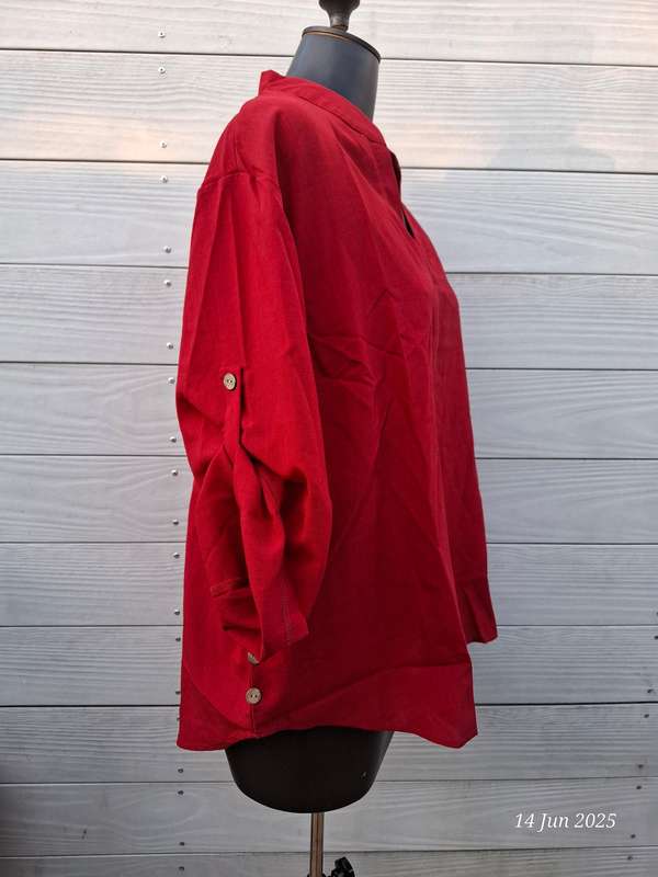 New High-Low deep red top - 4XL