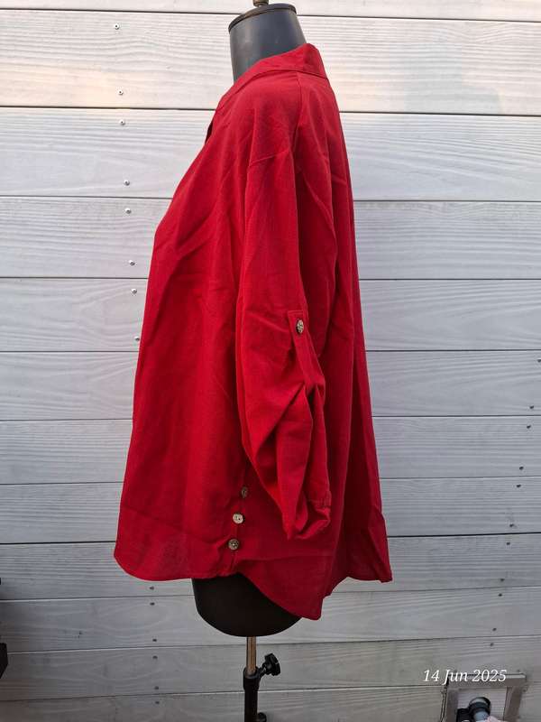 New High-Low deep red top - 4XL