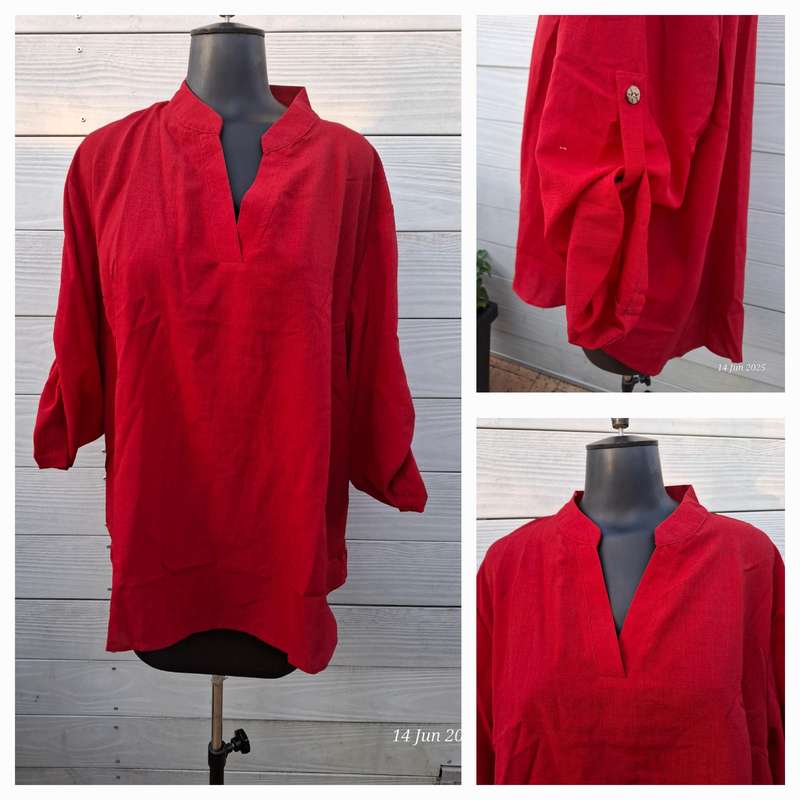 New High-Low deep red top - 4XL