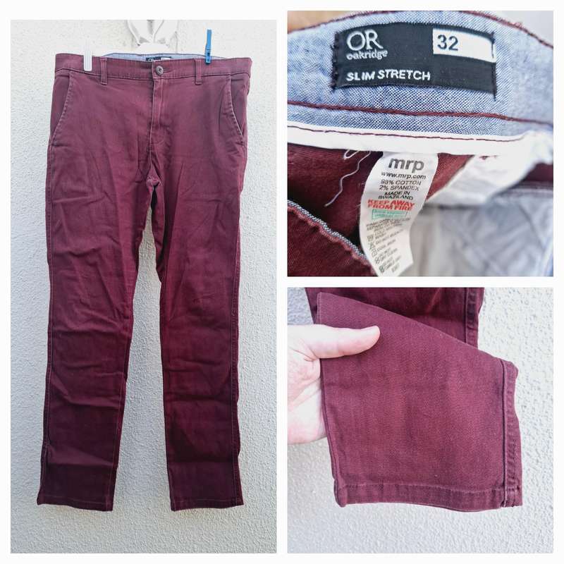 MRP Burgandy Chino Slim Stretch - 32