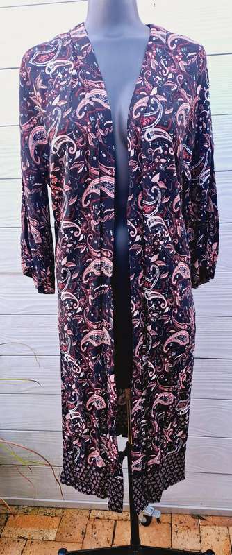 Burgandy and Black pasley kimono - XS