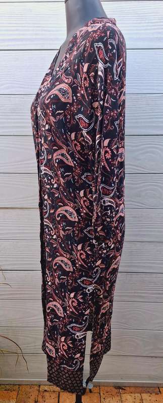Burgandy and Black pasley kimono - XS
