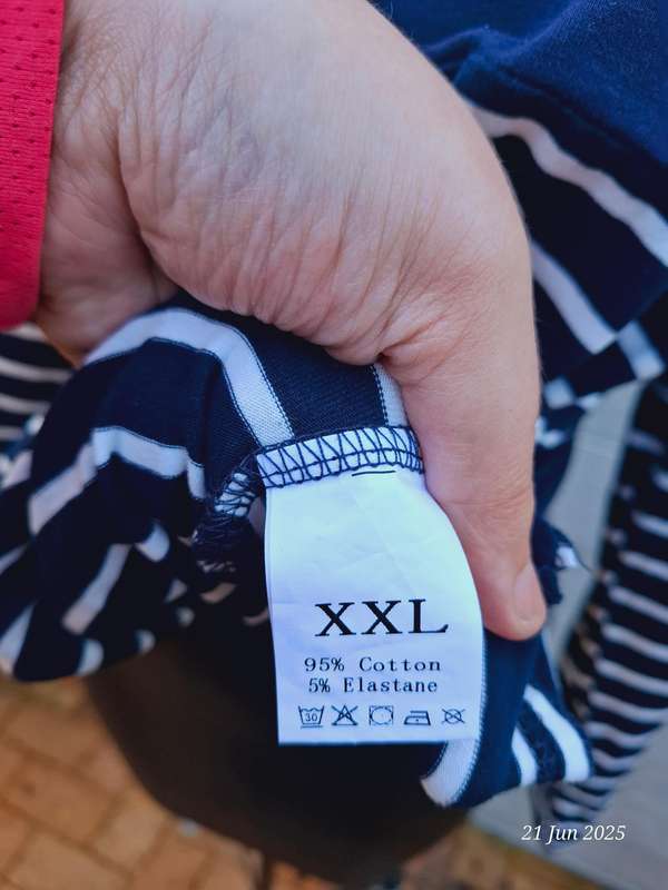 NEW Navy and white striped top with 3/4 sleeves  Size XXL/16
