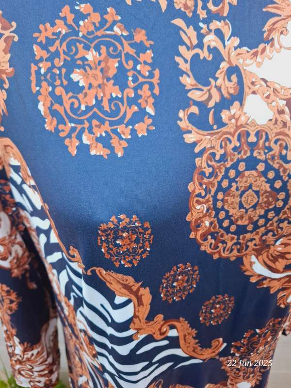 New navy and brown below knee dress.  Size XL