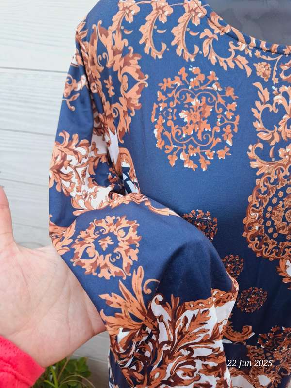 New navy and brown below knee dress.  Size XL