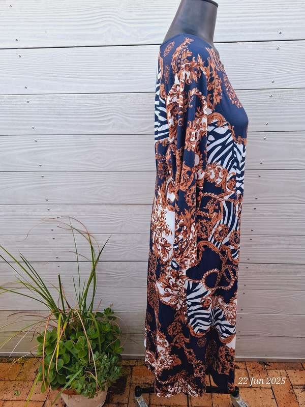 New navy and brown below knee dress.  Size XL