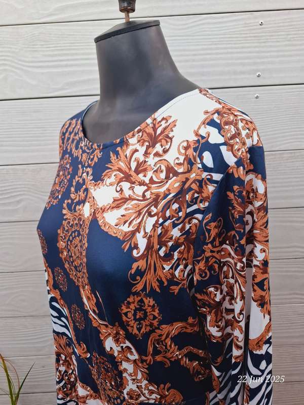 New navy and brown below knee dress.  Size XL