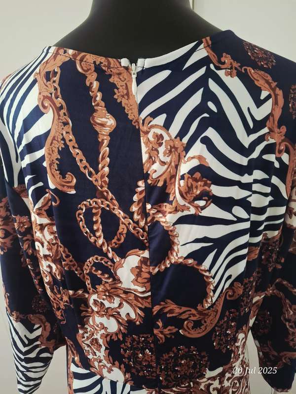 New navy and brown below knee dress.  Size XL