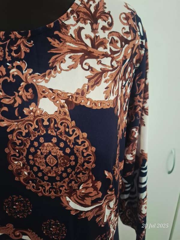 New navy and brown below knee dress.  Size XL