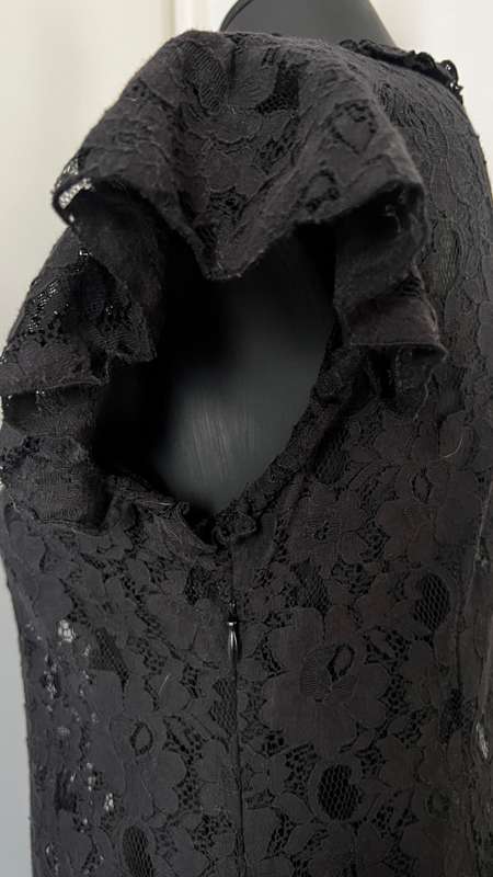 SASH see through black lace mini dress with side zip - XS