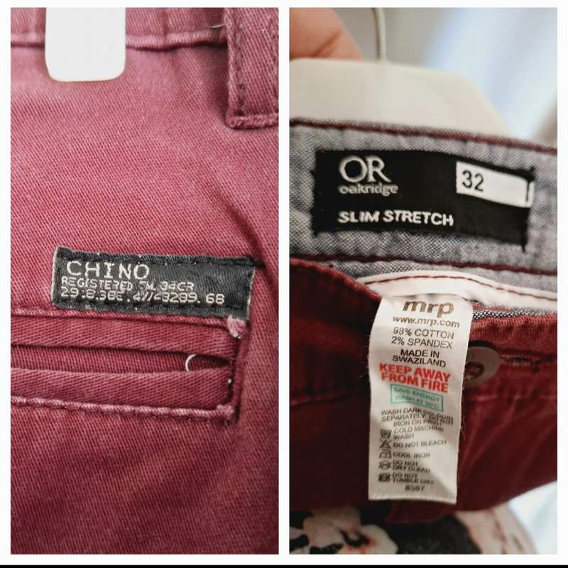 MRP Burgandy Chino Slim Stretch - 32