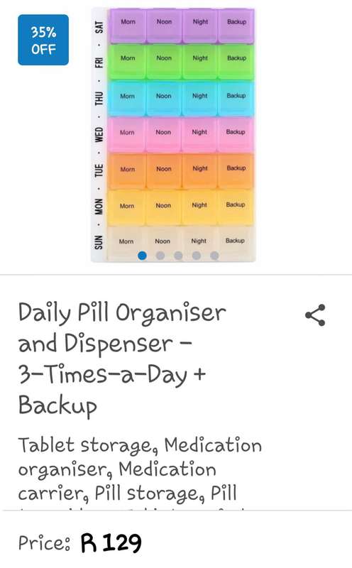 Pill organiser holder