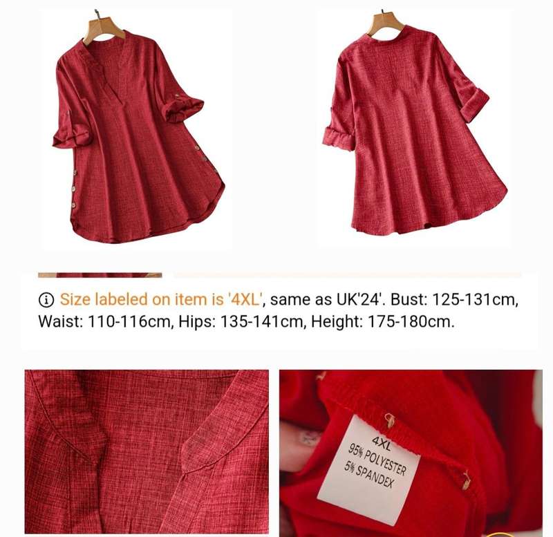 New High-Low deep red top - 4XL