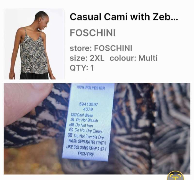 Zebra print thin strap top - 2XL