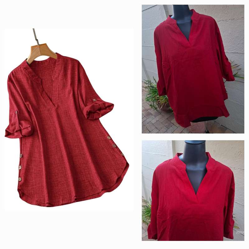New High-Low deep red top - 4XL