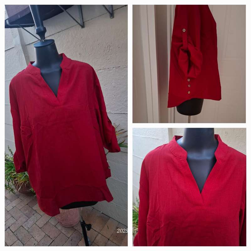 New High-Low deep red top - 4XL