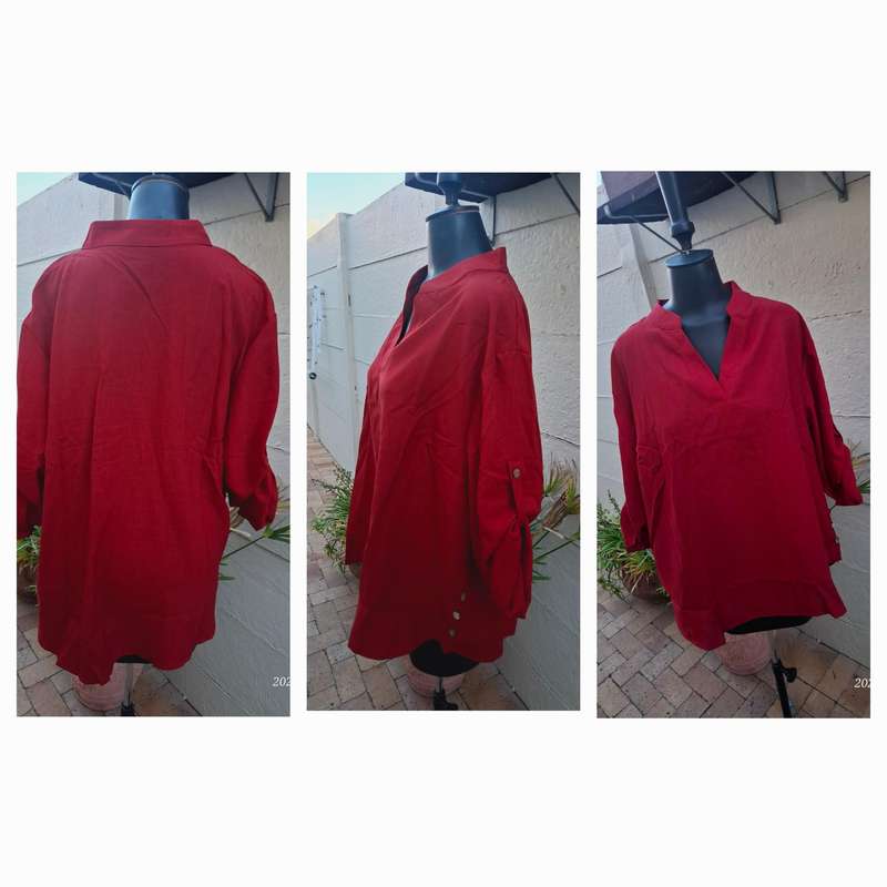 New High-Low deep red top - 4XL