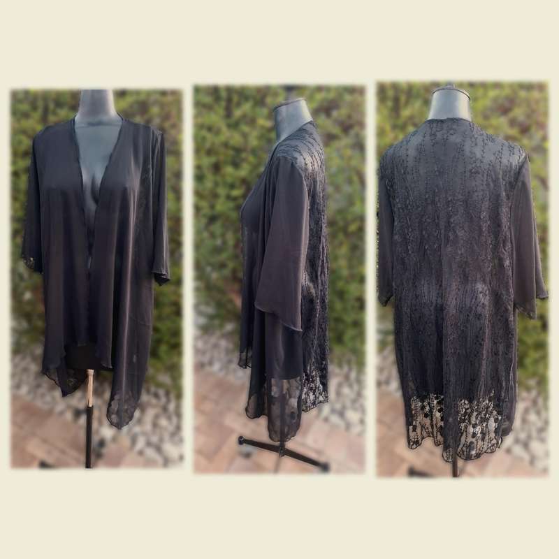 Short sleeve embroidery lace kimono Size 3XL