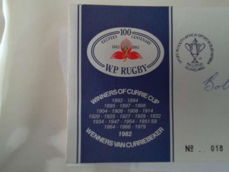 FDC Rugby WPRU Centenary (Boland Coetzee) (AK-143C)