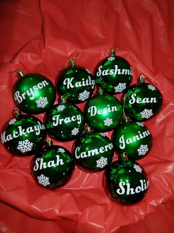 Christmas Bauble STICKERS - Set of 4 Name STICKERS ONLY