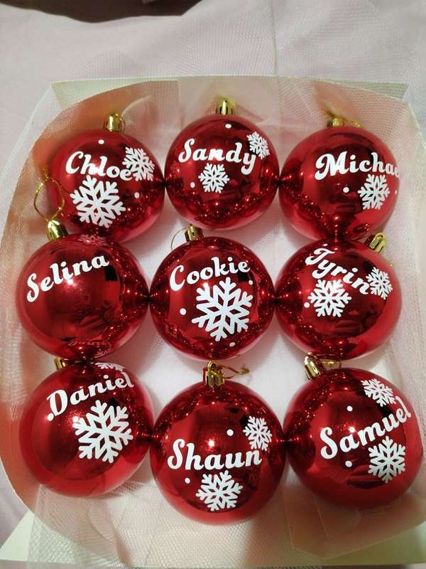 Christmas Bauble STICKERS - Set of 4 Name STICKERS ONLY
