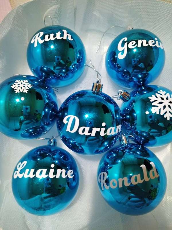 Christmas Bauble STICKERS - Set of 8 name STICKERS ONLY