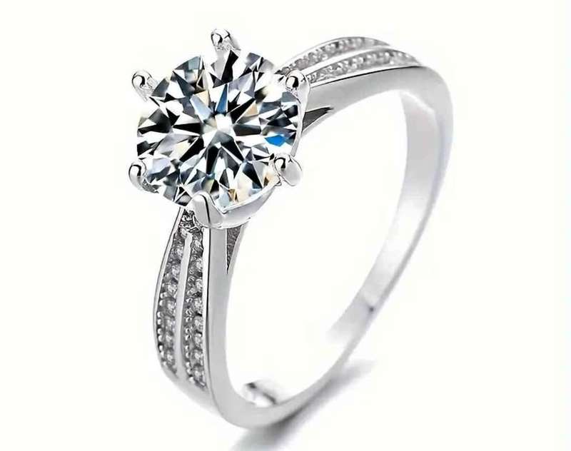 Diamond Ring 1ct Moissanite Diamond Ring Sterling Silver