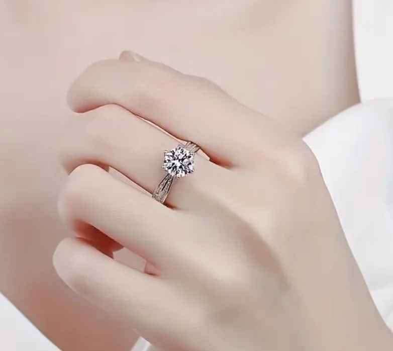 Diamond Ring 1ct Moissanite Diamond Ring Sterling Silver