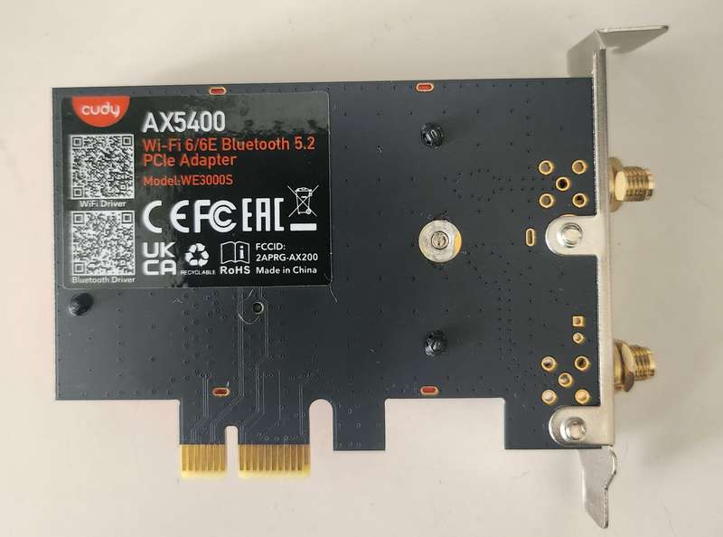 Cudy WE3000S AX5400 Tri-Band 2x2 MU-MIMO WiFi 6E PCI-E Wireless Adapter