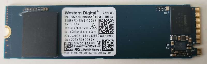 Western Digital SN530 256GB M.2 NVME Pcie 2280 SSD
