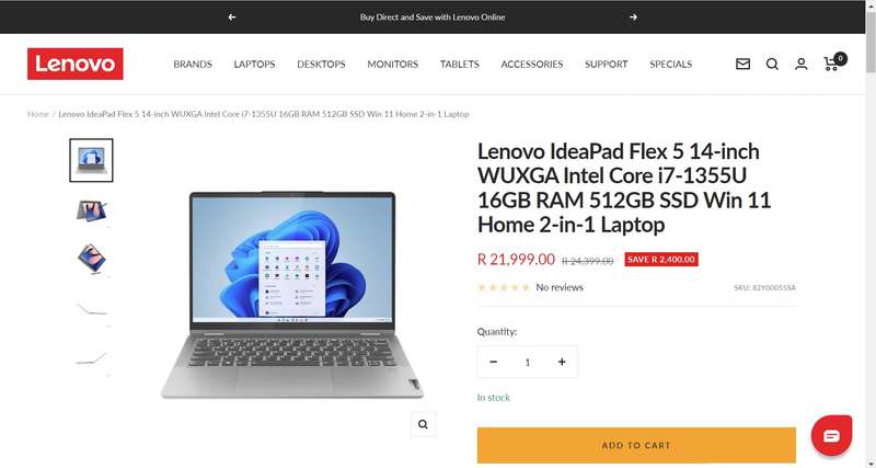 Touchscreen Lenovo IdeaPad Flex 5i 13th Gen i7 1355u 5Ghz,16 GB RAM,512GB SSD,14" WUXGA