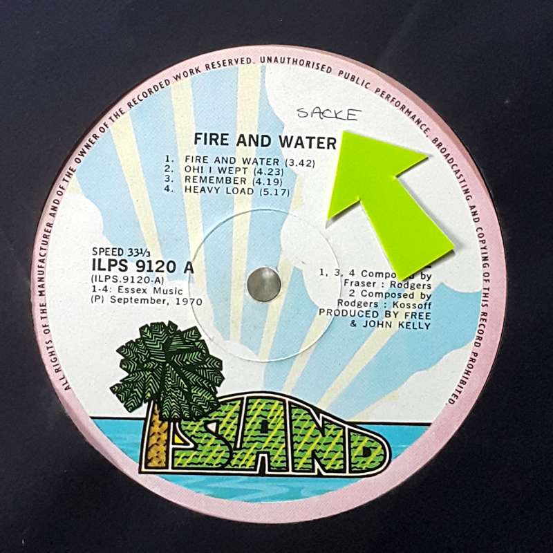 FREE - FIRE AND WATER Vinyl, LP, Album Country: South Africa Released: 1970
