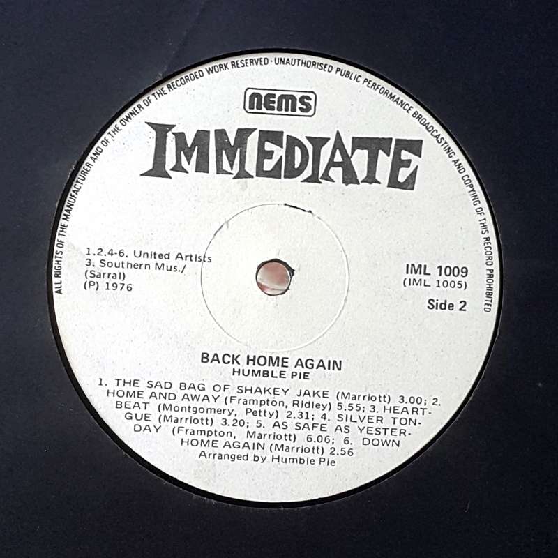 HUMBLE PIE - BACK HOME AGAIN Vinyl, LP, Compilation Country: South Africa Released: 1976