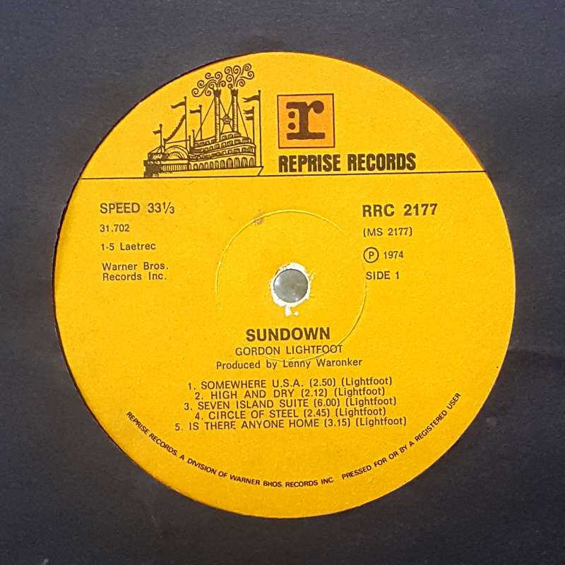 GORDON LIGHTFOOT - SUNDOWN Vinyl, LP, Album Country: South Africa Released: 1974