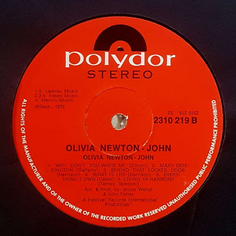 OLIVIA NEWTON-JOHN - OLIVIA NEWTON-JOHN Vinyl, LP, Album Country: South Africa Released: 1972