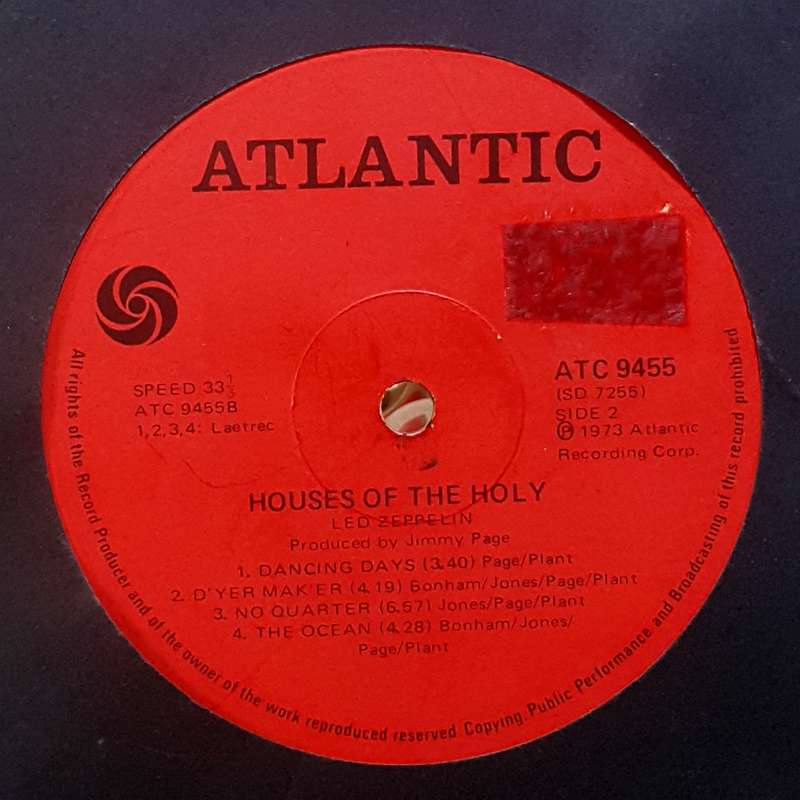 LED ZEPPELIN - HOUSES OF THE HOLY Vinyl, LP, Album Country: South Africa Released: 1973