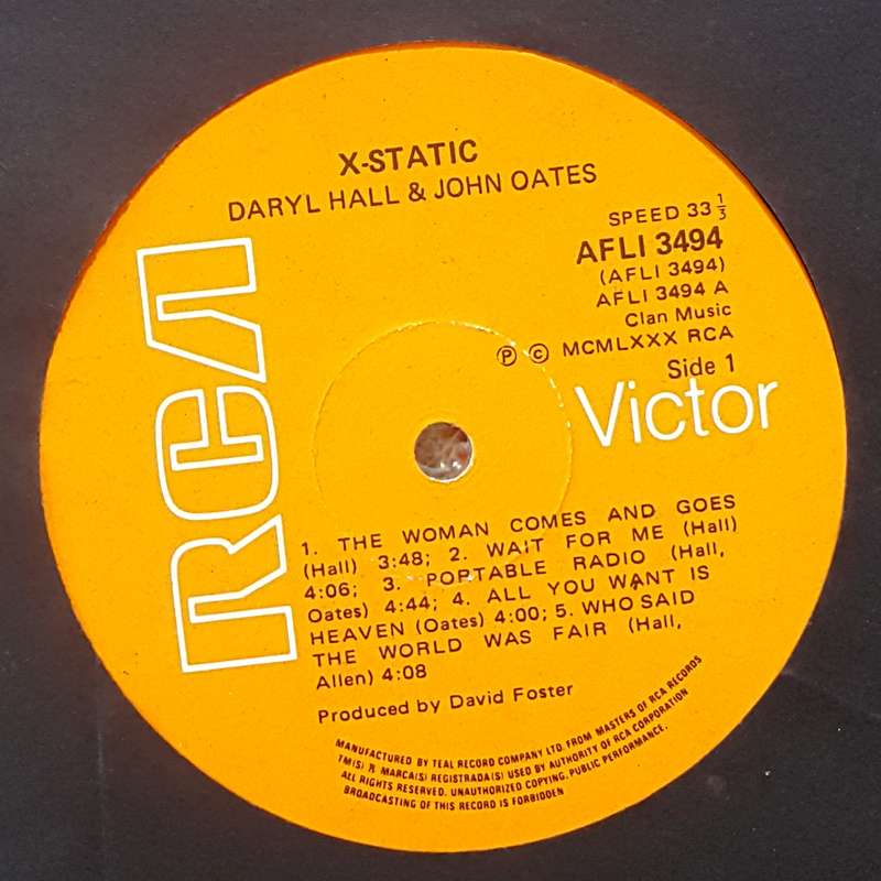 DARRYL HALL & JOHN OATES - X-STATIC Vinyl, LP, Album Country: South Africa Released: 1979