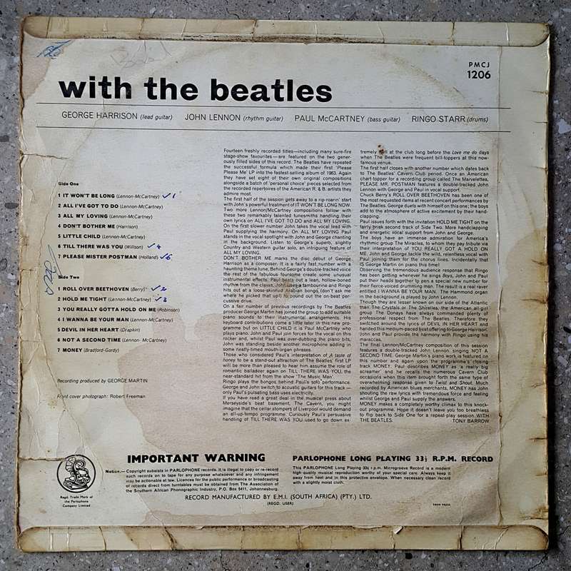 THE BEATLES - WITH THE BEATLES Vinyl, LP, Album, Mono Country: South Africa Released: 1963