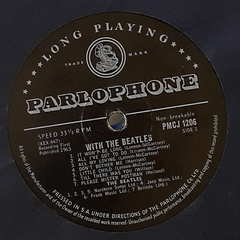 THE BEATLES - WITH THE BEATLES Vinyl, LP, Album, Mono Country: South Africa Released: 1963