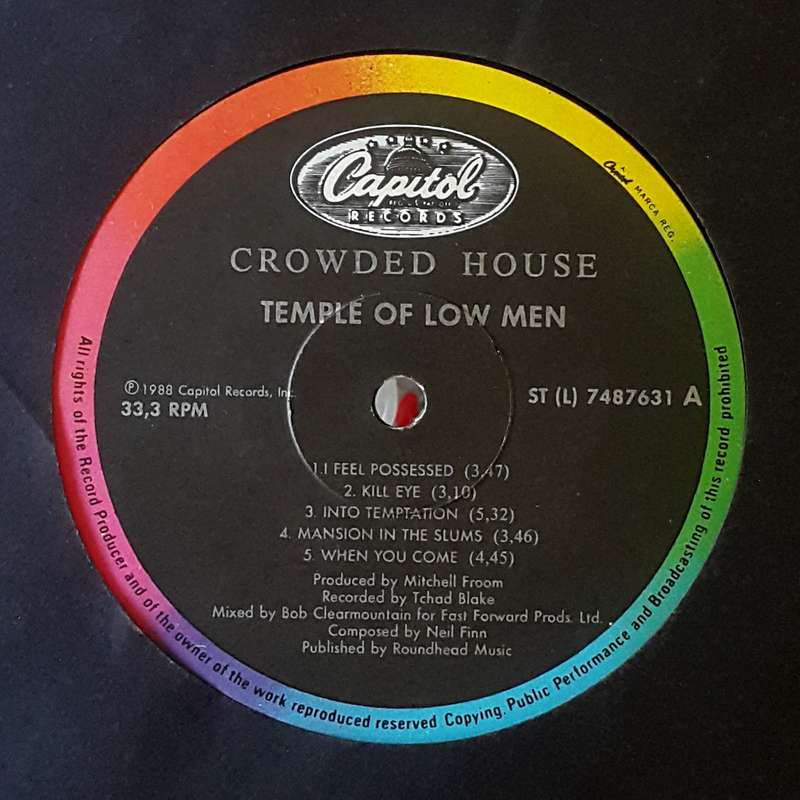CROWDED HOUSE - TEMPLE OF LOW MEN Vinyl, LP, Album, Stereo Country: South Africa Released: 1988
