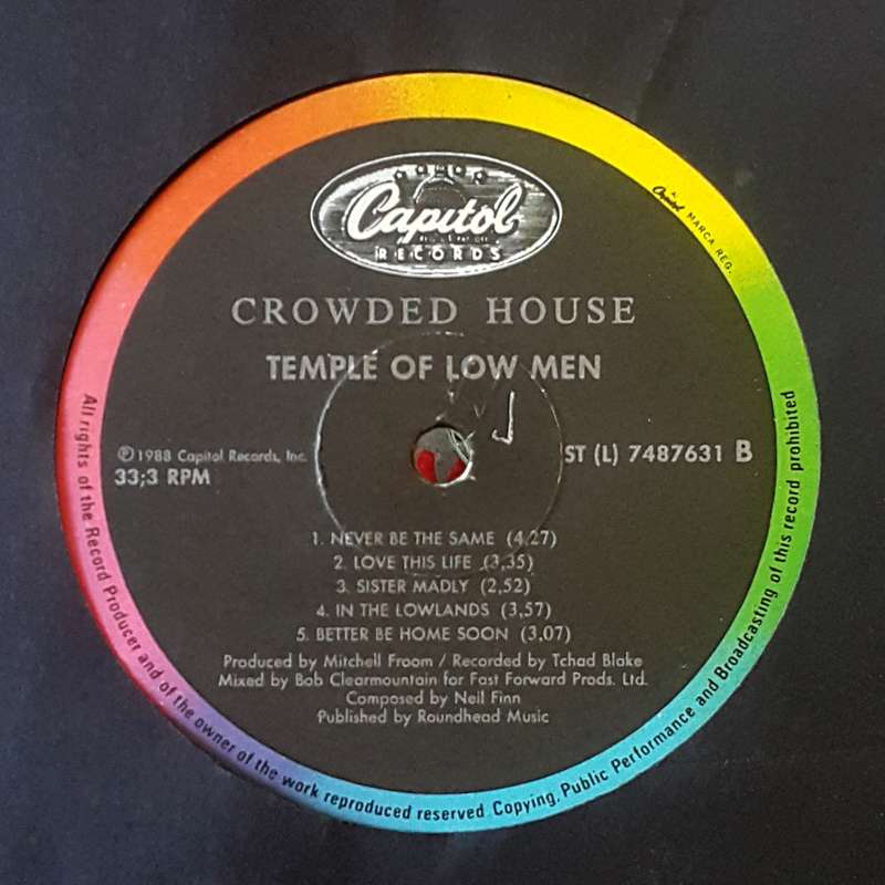 CROWDED HOUSE - TEMPLE OF LOW MEN Vinyl, LP, Album, Stereo Country: South Africa Released: 1988