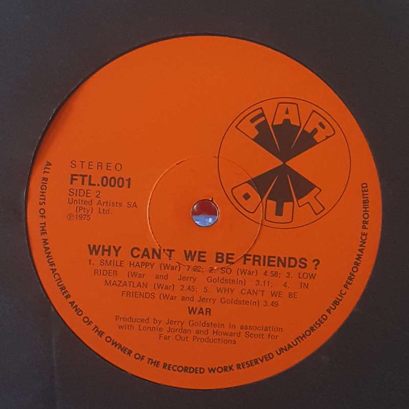 WAR - WHY CAN'T WE BE FRIENDS?  Vinyl, LP, Album Country: South Africa Released: 1975