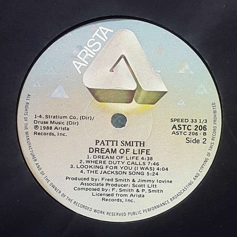 PATTI SMITH - DREAM OF LIFE Vinyl, LP, Album Country: South Africa Released: 1988