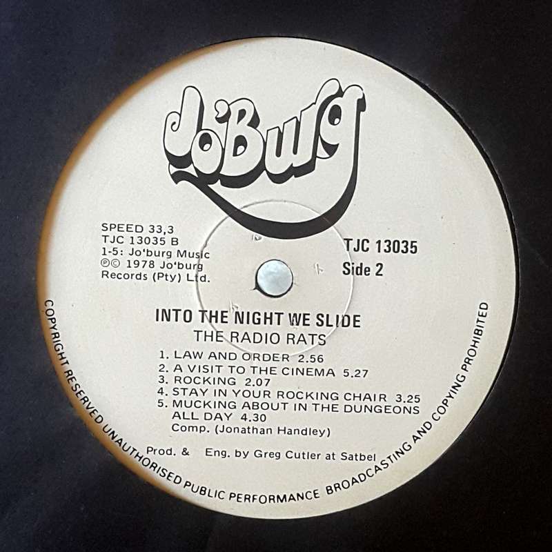 RADIO RATS - INTO THE NIGHT WE SLIDE Vinyl, LP, Album, Stereo Country: South Africa Released: 1978