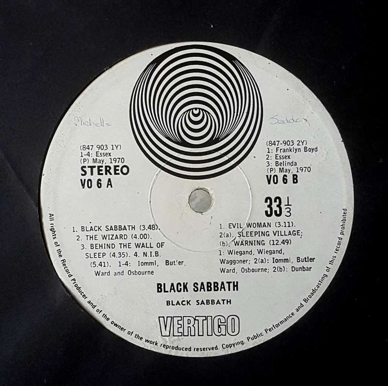 BLACK SABBATH - BLACK SABBATH Vinyl, LP, Album Country: South Africa Released: 1970