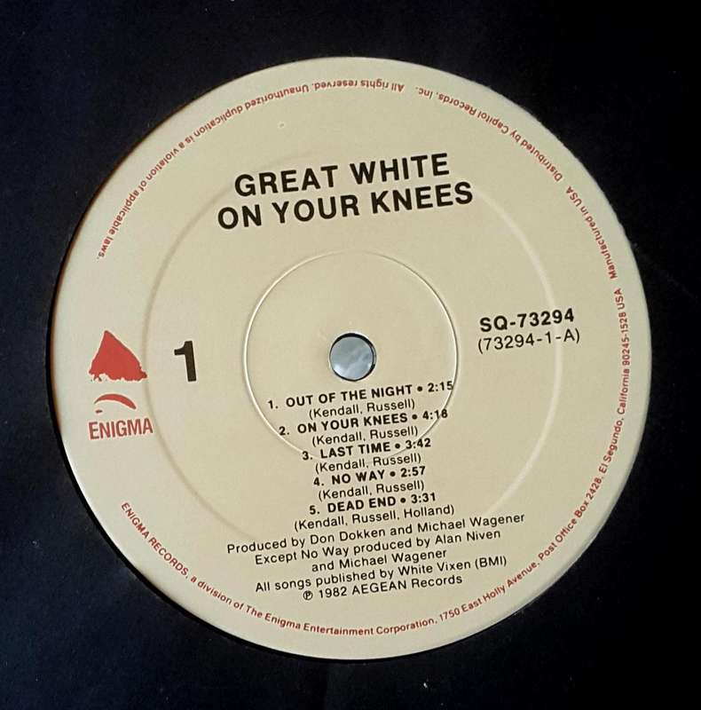 GREAT WHITE - ON YOUR KNEES(First Album)  Vinyl, Country: US Released: 1987