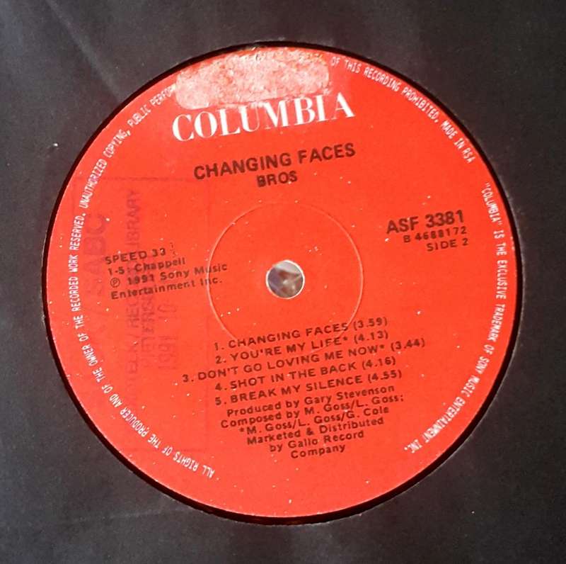 BROS - CHANGING FACES Vinyl, LP, Album Country: South Africa Released: 1991