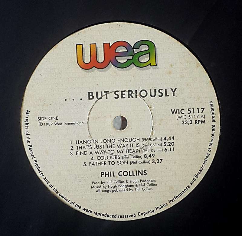 PHIL COLLINS - ...BUT SERIOUSLY Vinyl, LP, Album Country: South Africa Released: 1989