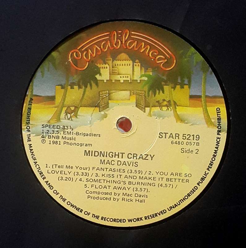 MAC DAVIS - MIDNIGHT CRAZY Vinyl, LP, Album Country: South Africa Released:  1981