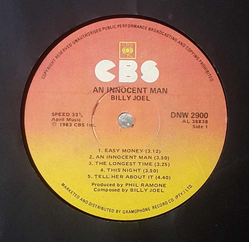 BILLY JOEL - AN INNOCENT MAN Vinyl, LP, Album Country: South Africa Released: 1983